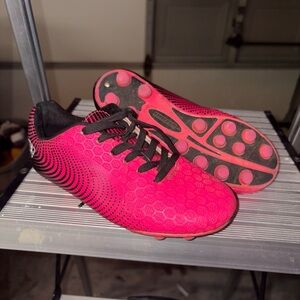 Pink and Black Soccer Cleats